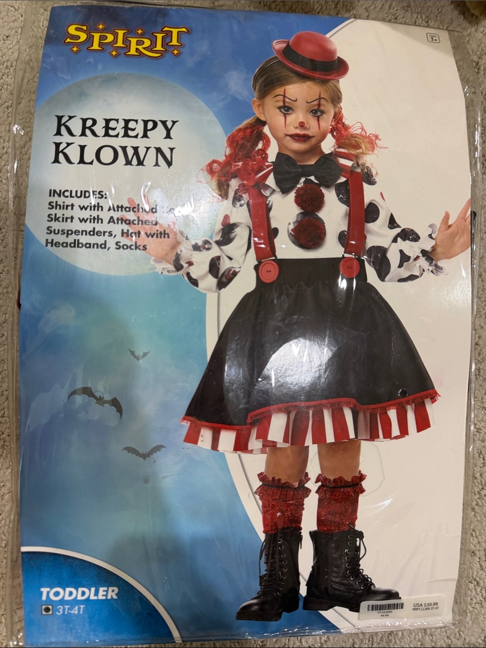 Spirit Halloween Kreepy Klown Toddler Costume in Black & Red